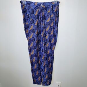 The Elephant Pants Jogger Pants Womens Large Blue Waist Tie Hippie Festival Boho